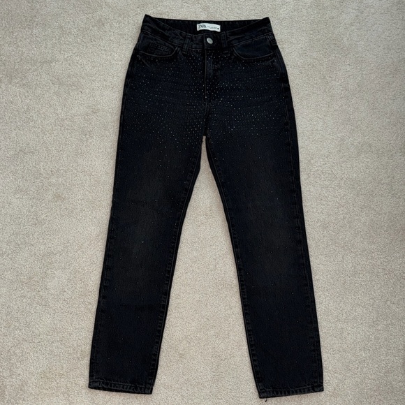 Zara Signature Denim- The Slim with Rhinestone in Black- Sz 0 - Picture 4 of 7